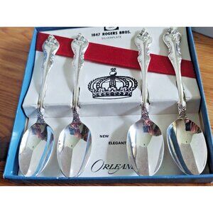 Vintage 1847 Rogers Bros. Silverplate Demitasse Spoon Set(4) original box 1964